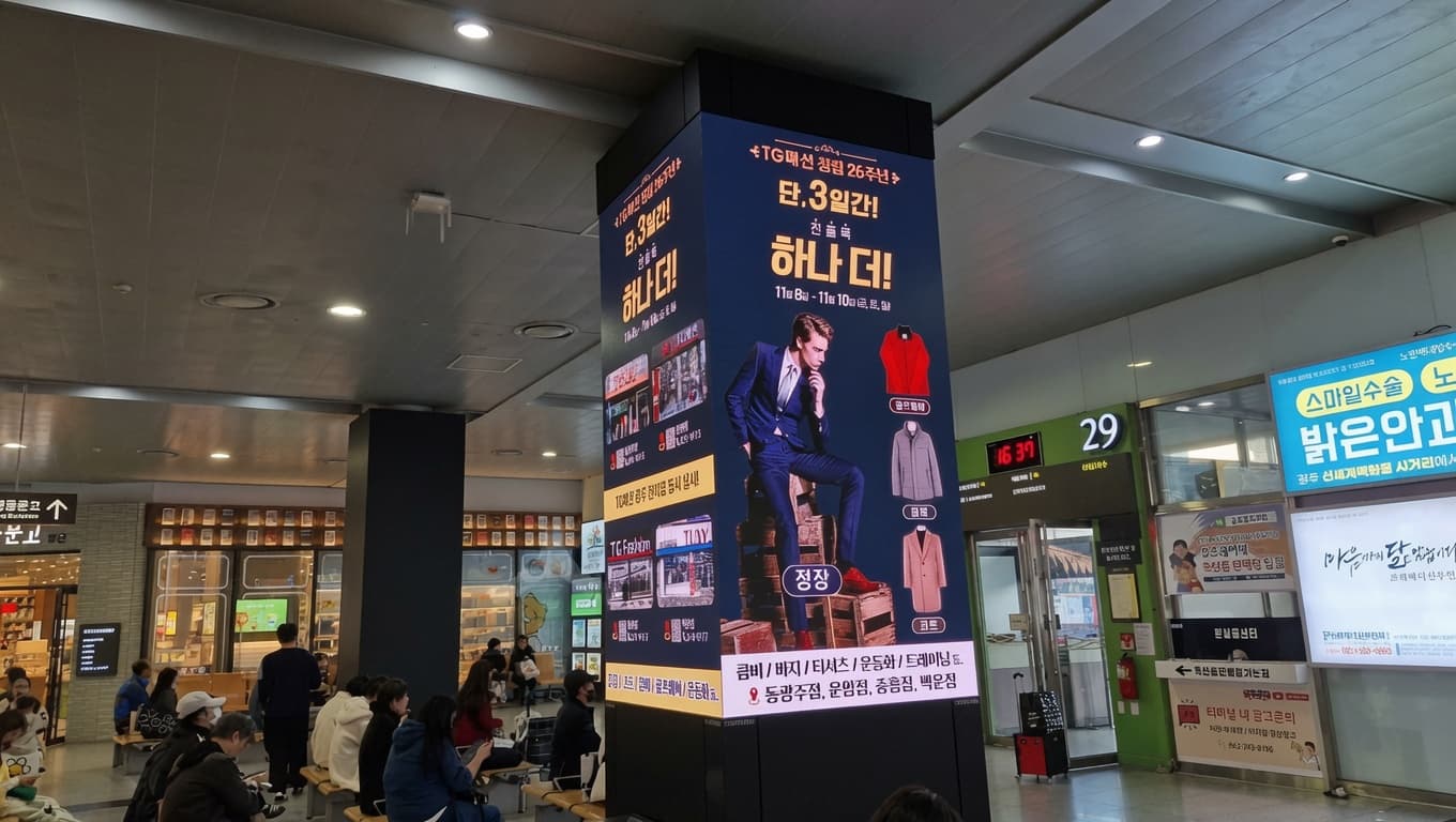 광주 유스퀘어 기둥 전광판 광고