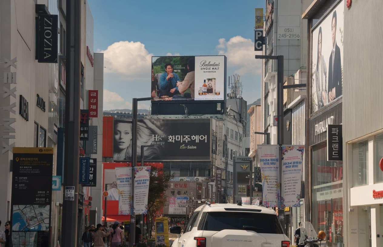 부산 남포동 광복로 패션거리 전광판 광고