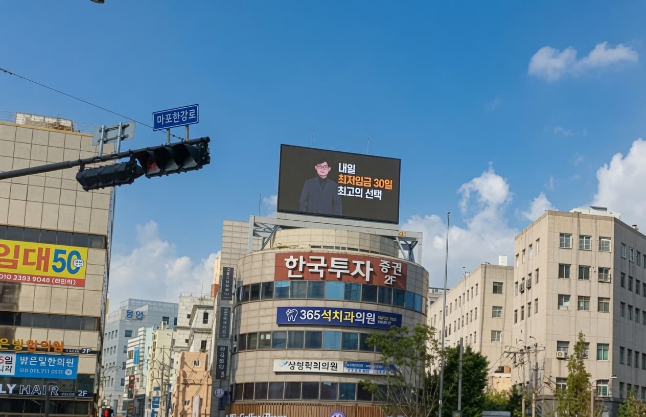 부산 남포역 한국투자증권 전광판 광고