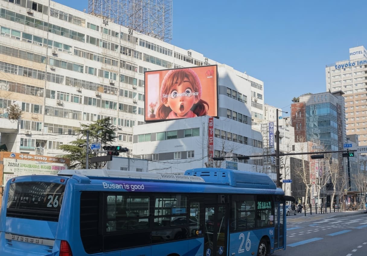 부산 중앙역 금진빌딩 전광판 광고