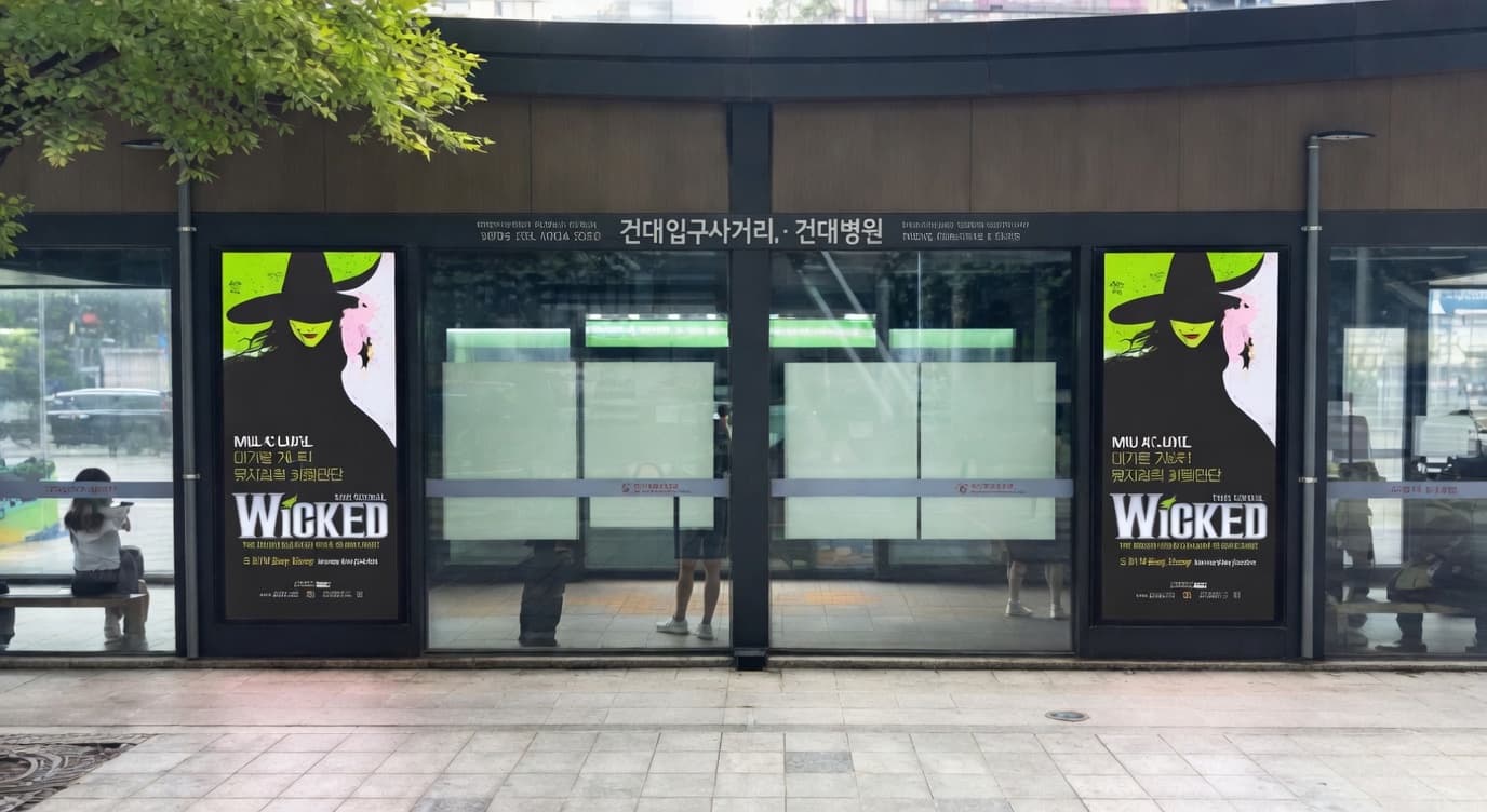건대입구역 스마트쉘터 광고