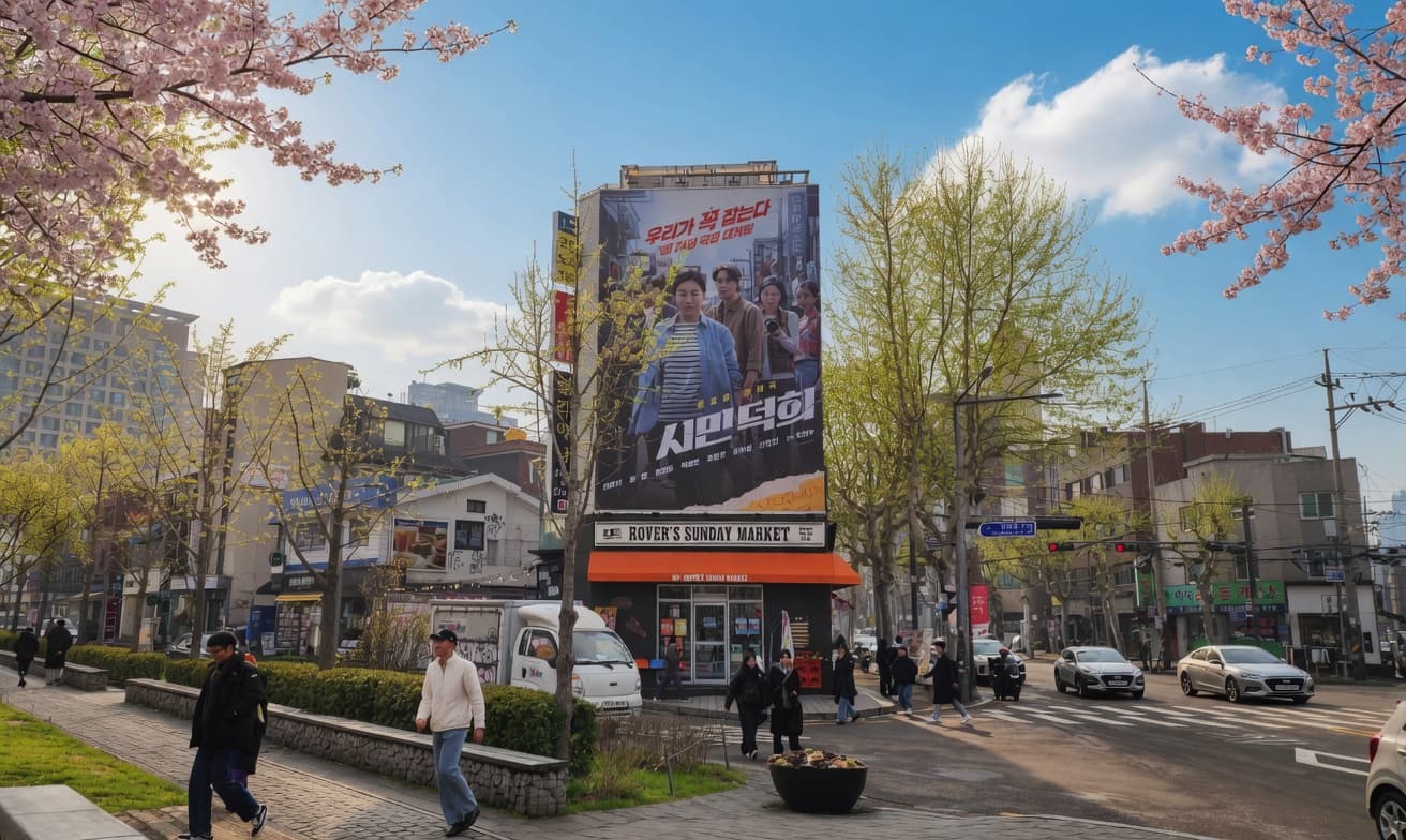 홍대 동교빌딩 외벽 아트월 광고
